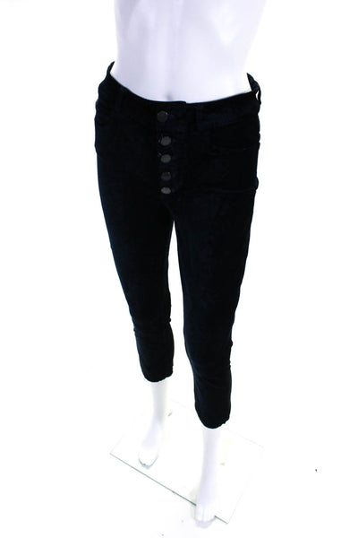 Paige Womens Button Fly High Rise Hoxton Ankle Peg Velvet Jeans Blue Size 27