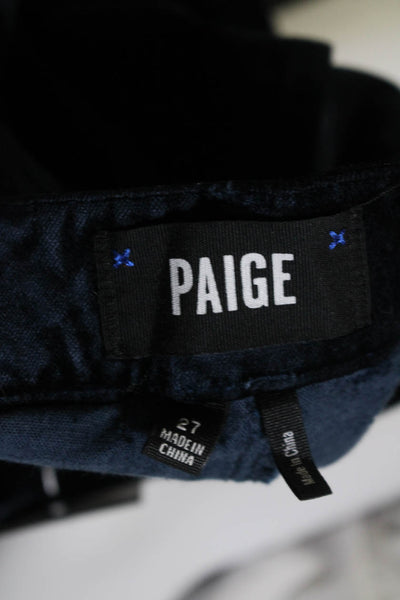 Paige Womens Button Fly High Rise Hoxton Ankle Peg Velvet Jeans Blue Size 27