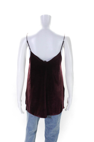 Free People Womens Velvet V-Neck Split Hem Spaghetti Strap Cami Purple Size XS