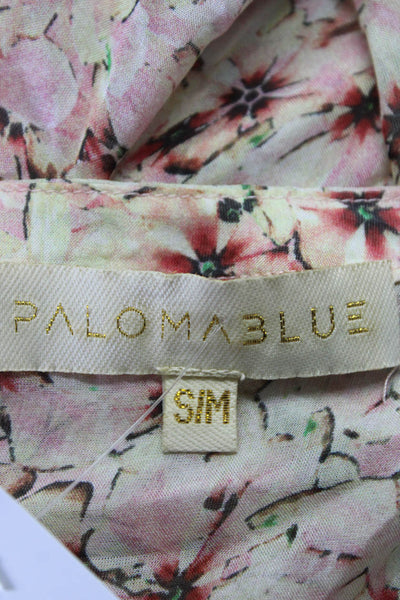 Paloma Blue Womens Long Floral Chiffon Drawstring Kimono Robe Pink Size S/M