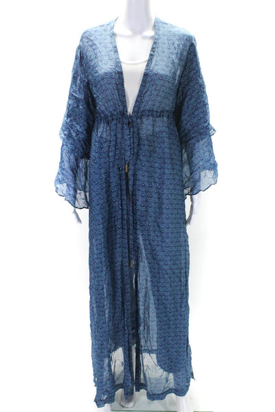 Paloma Blue Womens Long Floral Chiffon Drawstring Kimono Robe Pink Size S/M