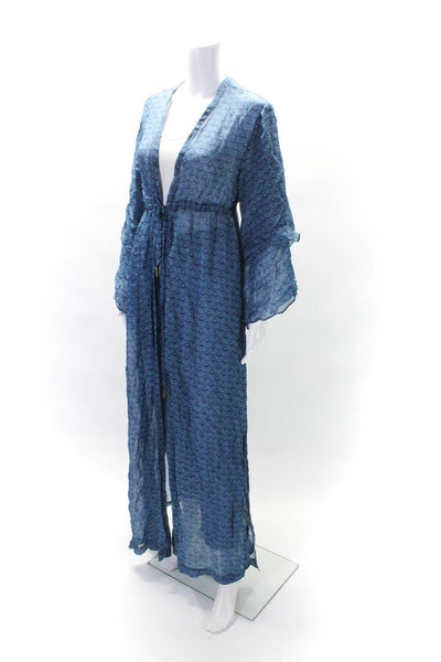 Paloma Blue Womens Long Floral Chiffon Drawstring Kimono Robe Pink Size S/M