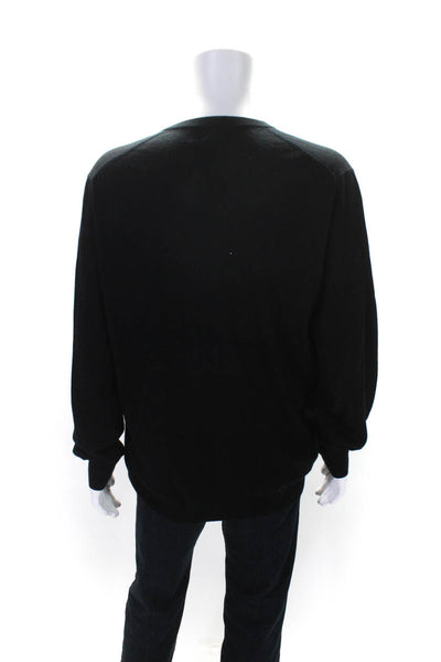 J Crew Mens Merino Wool V-Neck Long Sleeve Pullover Sweater Top Black Size XLT