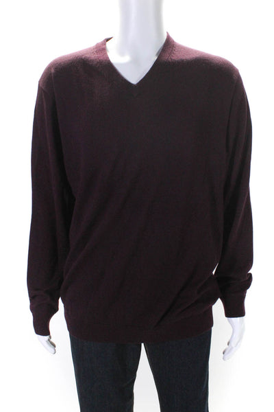 Hart Schaffner Marx Mens Merino Wool Long Sleeve Sweater Top Burgundy Size XLT