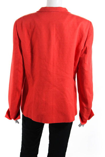 Nina Mclemore Womens Long Sleeve Open Front Jacket Orange Cotton Size 14