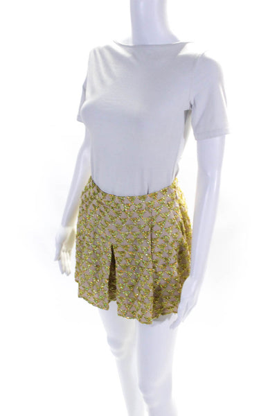 J Crew Collection Womens Geometric Sequin Chiffon Shorts Beige Gold Size 0