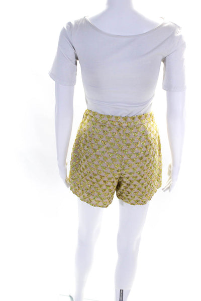 J Crew Collection Womens Geometric Sequin Chiffon Shorts Beige Gold Size 0