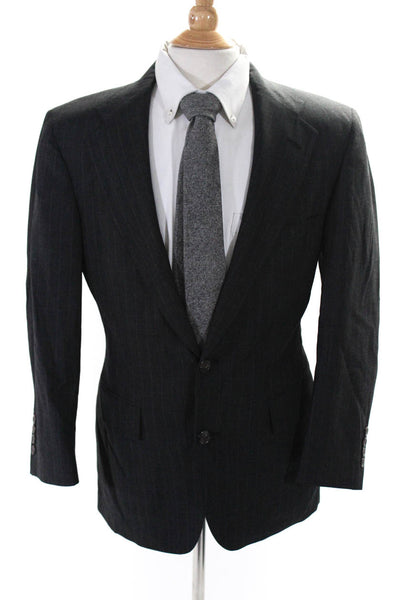 Tom James Mens Striped Print Button Collared Long Sleeve Blazer Gray Size EUR38