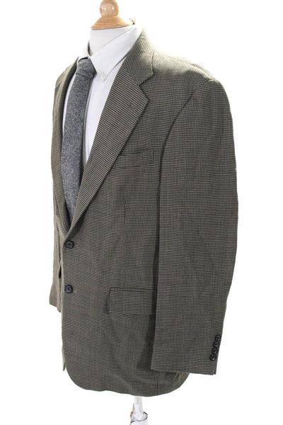 Oscar de la Renta Mens Houndstooth Print Button Collared Blazer Brown Size EUR42