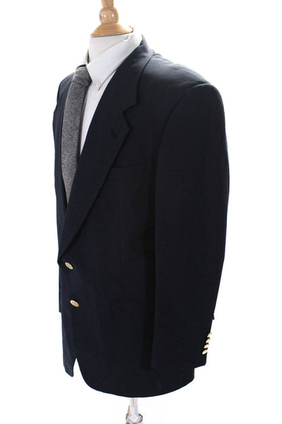 Hart Schaffner Marx Mens Wool Gold Tone Buttoned Darted Blazer Navy Size EUR42