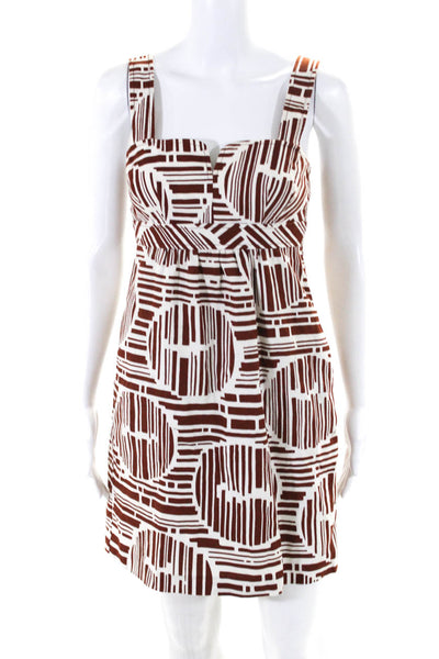 Trina Turk Womens Striped Split Square Neck Sheath Dress Brown White Size 2