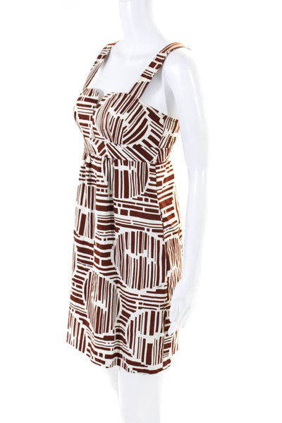 Trina Turk Womens Striped Split Square Neck Sheath Dress Brown White Size 2