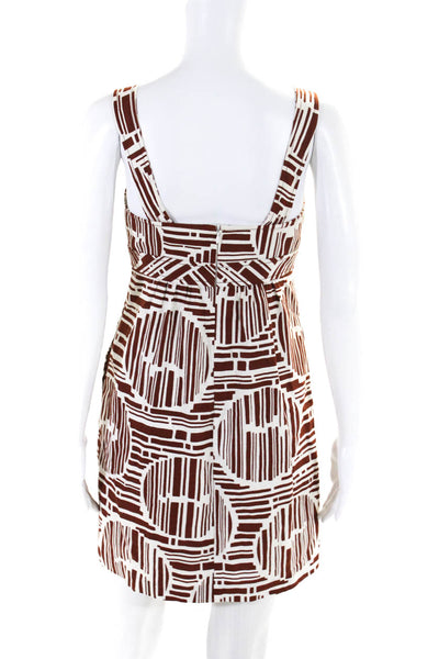 Trina Turk Womens Striped Split Square Neck Sheath Dress Brown White Size 2