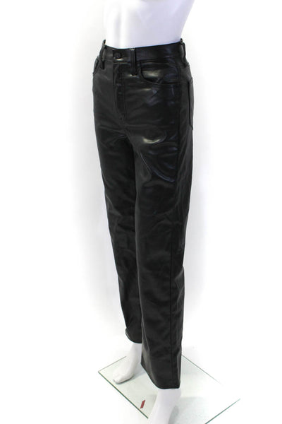 Pistola Womens Faux Leather High Rise Straight Leg Pants Jet Black Size 24