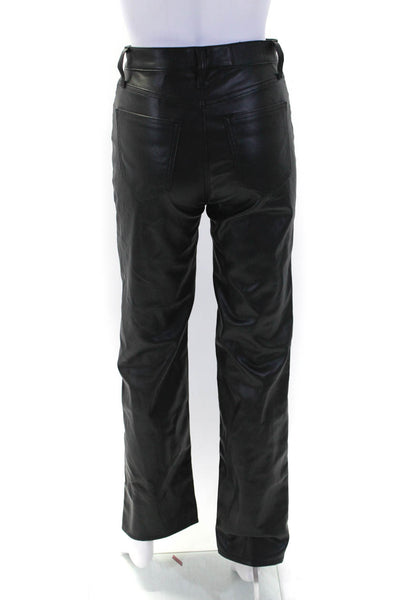 Pistola Womens Faux Leather High Rise Straight Leg Pants Jet Black Size 24