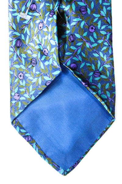 Bottega Veneta Mens Silk Floral Print Classic Length Necktie Blue Purple