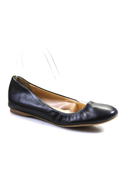 J Crew Women's Round Toe Slip-On Leather Ballet Flats Shoes Black Size 5.5