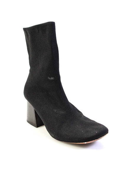 Celine Womens Round Toe Knit Block Heel Sock Ankle Boots Black Size 36.5 6.5