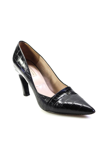 Dries Van Noten Womens Black Embossed Pointed Toe Heels Pumps Shoes Size 6.5