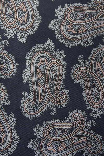 Pierre Balmain Mens Vintage Paisley Print Silk Tie Black Gray Beige