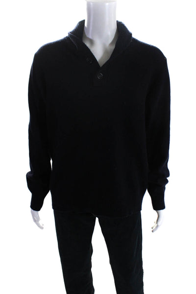 J Crew Mens Long Sleeves Turtleneck Sweater Midnight Blue Wool Size Large