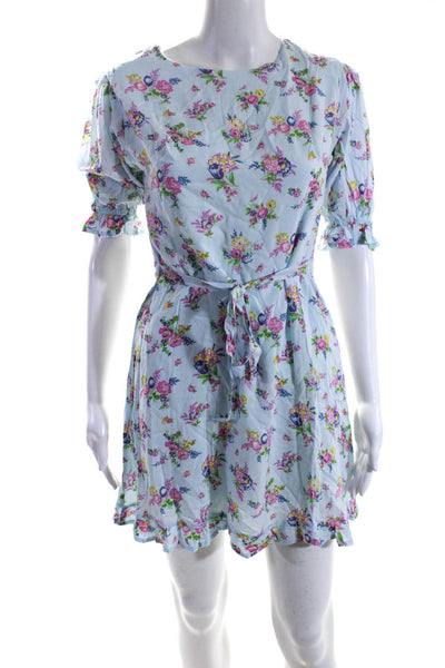 Faithfull The Brand Women's Short Sleeves Floral Ruffle Mini Dress Size 4