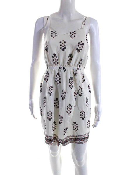 Madewell Women's V-Neck Spaghetti Straps Silk Wrap Mini Dress Cream Size 2