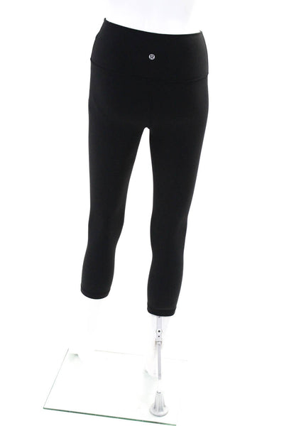 Lululemon Womens Mid Rise Stretch Cropped Athletic Leggings Black Size 4