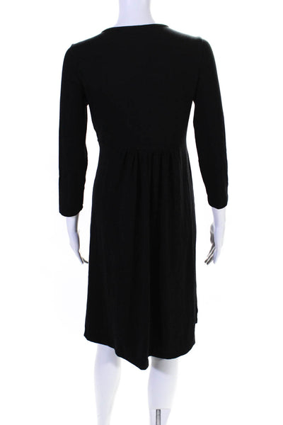 Soon Womens Jersey Knit 3/4 Sleeve V-Neck Ruched Rio A-Line Dress Black Size M