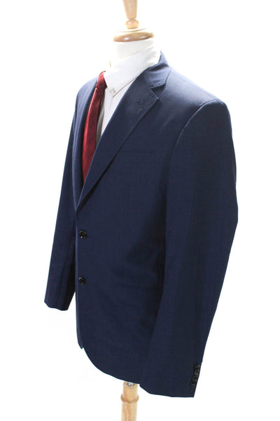 Ted Baker Mens Wool Darted Buttoned Collared Long Sleeve Blazer Blue Size EUR40L