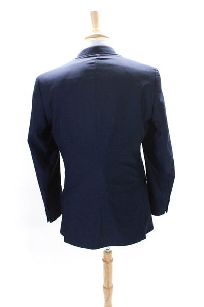 Ted Baker Mens Wool Darted Buttoned Collared Long Sleeve Blazer Blue Size EUR40L