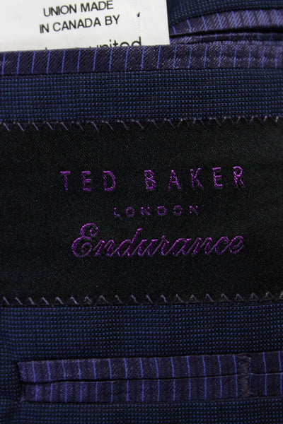 Ted Baker Mens Wool Darted Buttoned Collared Long Sleeve Blazer Blue Size EUR40L