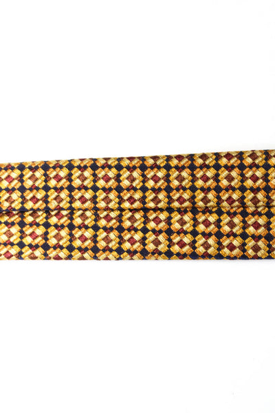 Boss Hugo Boss Mens Geometric Check Silk Tie Orange Navy