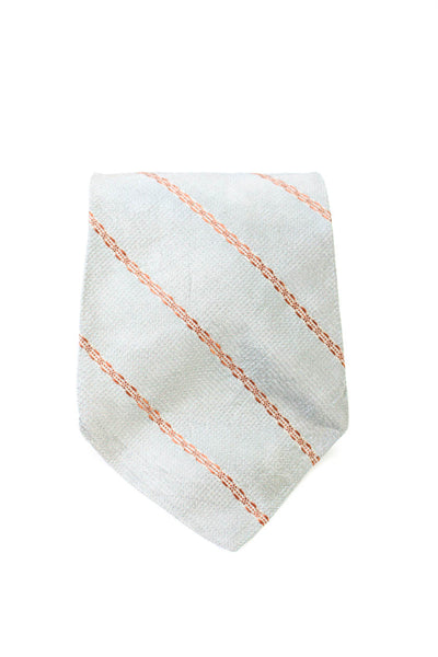 Donna Karan Signature Mens Vintage Striped Silk Taffeta Tie Gray Orange