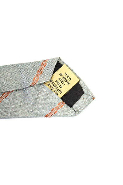 Donna Karan Signature Mens Vintage Striped Silk Taffeta Tie Gray Orange