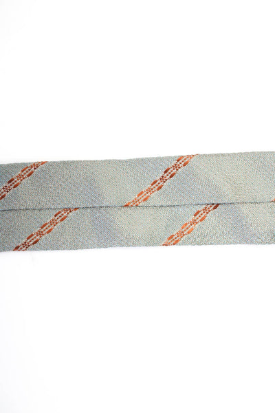 Donna Karan Signature Mens Vintage Striped Silk Taffeta Tie Gray Orange