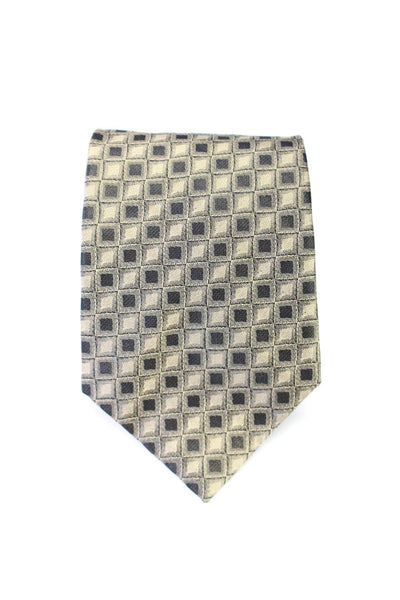 DKNY Mens Geometric Check Print Silk Tie Brown Black