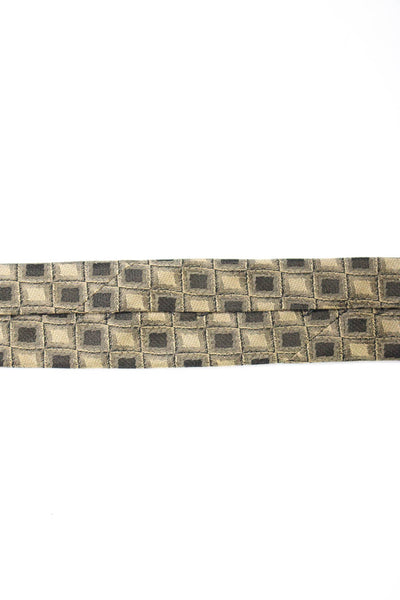 DKNY Mens Geometric Check Print Silk Tie Brown Black