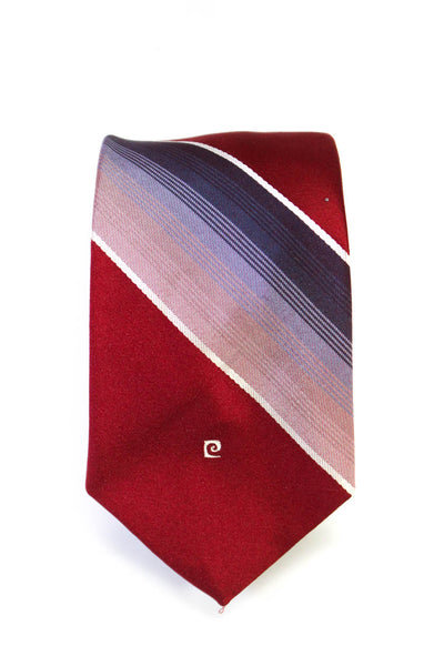 Pierre Cardin Paris Mens Vintage Diagonal Stripe Skinny Tie Red Purple