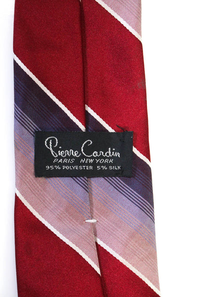 Pierre Cardin Paris Mens Vintage Diagonal Stripe Skinny Tie Red Purple