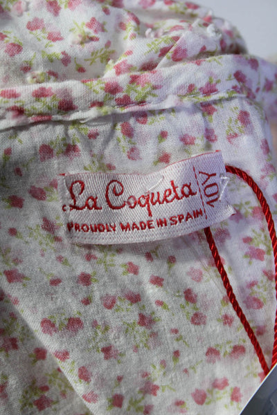 La Coqueta Girls Ruffle Round Neck Long Sleeves Floral Blouse Size 10