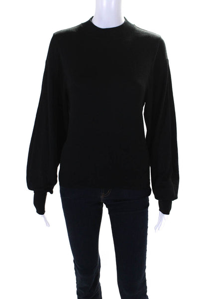 Rag & Bone Womens Jersey Long Sleeve Mock Neck Cropped Knit Top Black Size S