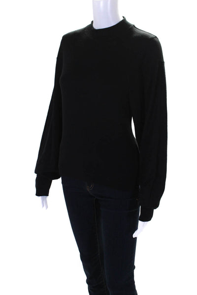 Rag & Bone Womens Jersey Long Sleeve Mock Neck Cropped Knit Top Black Size S