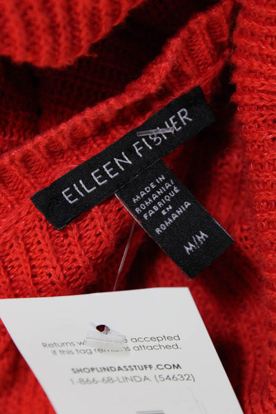 Eileen Fisher Women's V-Neck Long Sleeves Button Down Cardigan Red Size M