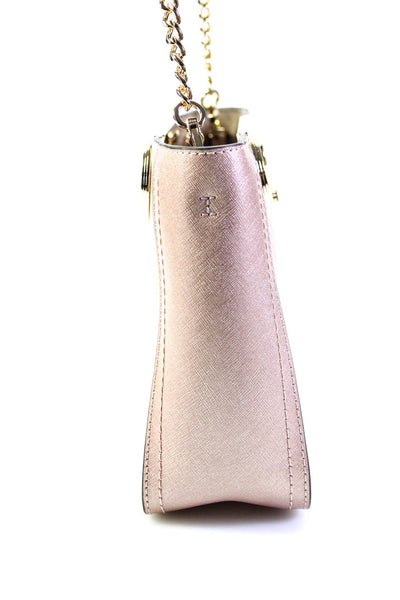 Michael Kors Womens Single Strap Metallic Saffiano Leather Shoulder Handbag Pink