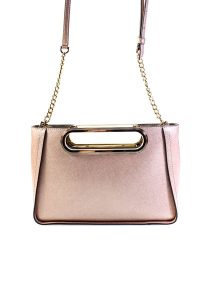 Michael Kors Womens Single Strap Metallic Saffiano Leather Shoulder Handbag Pink