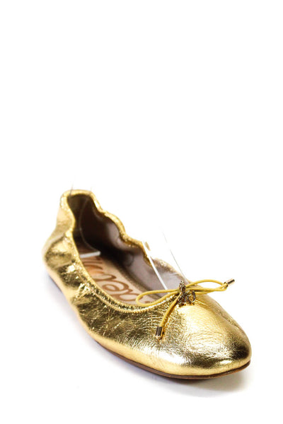 Sam Edelman Womens Slide On Felicia Ballet Flats Gold Metallic Size 6.5