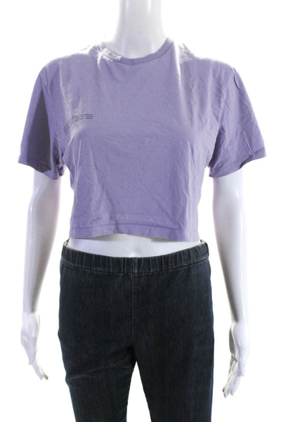 Pangaia Womens Cotton Short Sleeve Crewneck Cropped T-Shirt Lilac Purple Size S