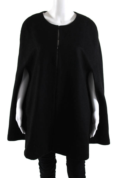 Blaque Label Womens Wool Textured Hook & Loop Wrapped Coat Cape Black Size M/L