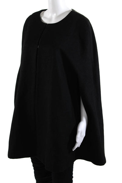 Blaque Label Womens Wool Textured Hook & Loop Wrapped Coat Cape Black Size M/L